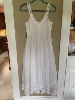 Express White Midi Sundress with Lace Trim
